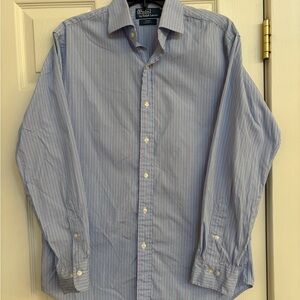 Polo Ralph Lauren Men's Blue Striped Shirt long sleeve regent Classic Fit 15.5
